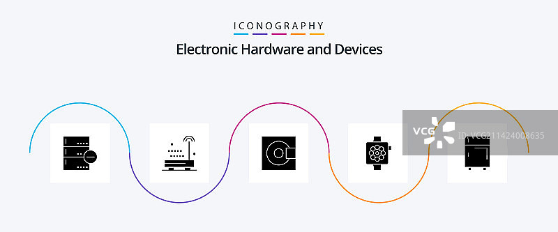 设备字形图标包（含手表设备等5个）图片素材