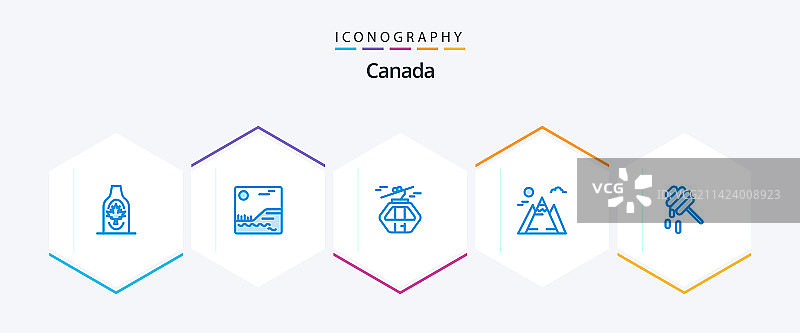包含健康阳光的加拿大25蓝色图标包图片素材