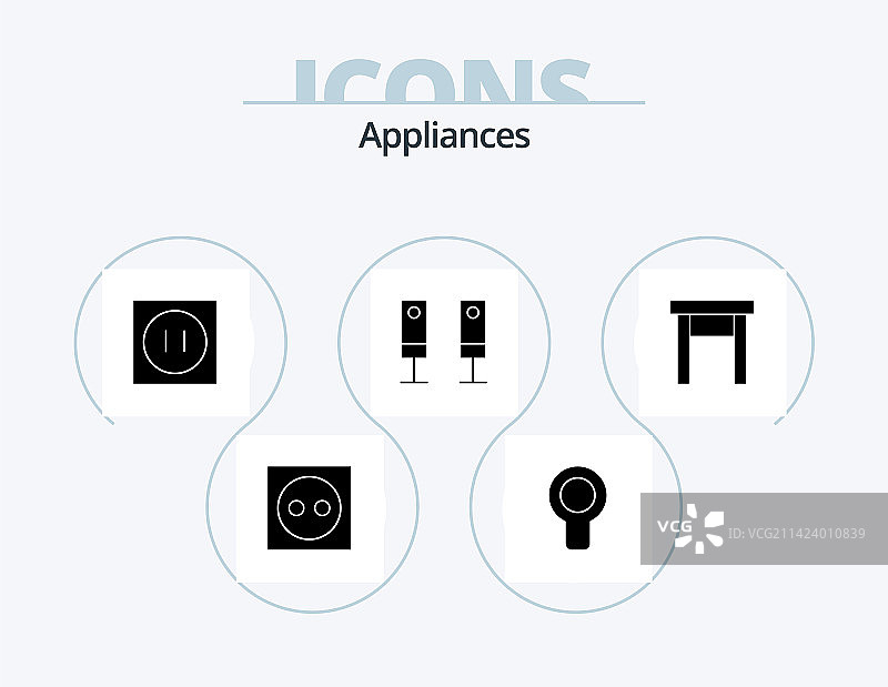 电器字形图标包5个图标设计图片素材