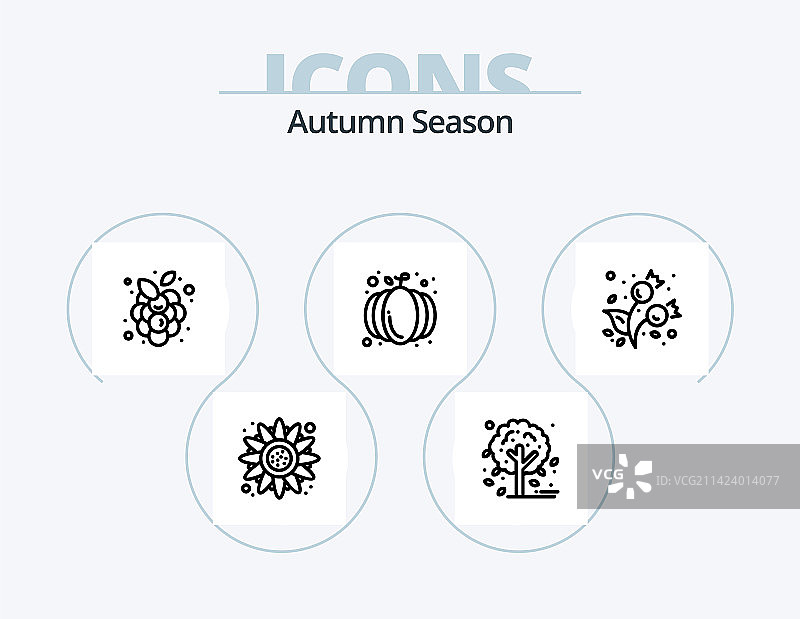 秋季线性图标包：5款图标图片素材