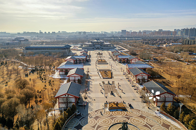 甘肃张掖新区航拍雪景20230213图片素材