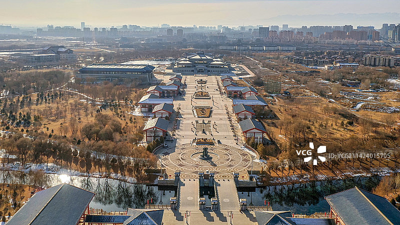 甘肃张掖新区航拍雪景20230213图片素材