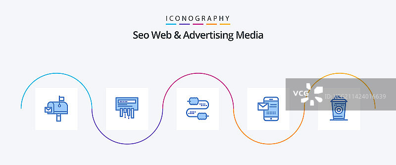 SEO网络广告媒体蓝色5图标包图片素材