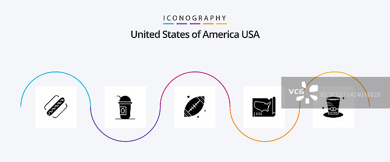 包含帽子、美国球的美国字形5图标包图片素材