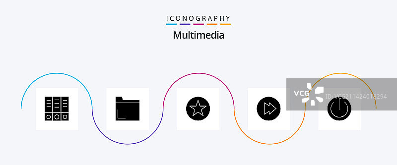 多媒体字形图标包5，含星形电源图片素材