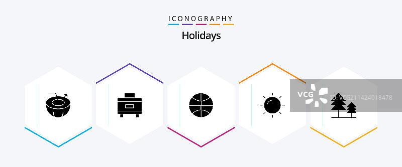 包含树木的25个假日图标图片素材