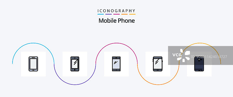 手机线条填充扁平风格图标包图片素材