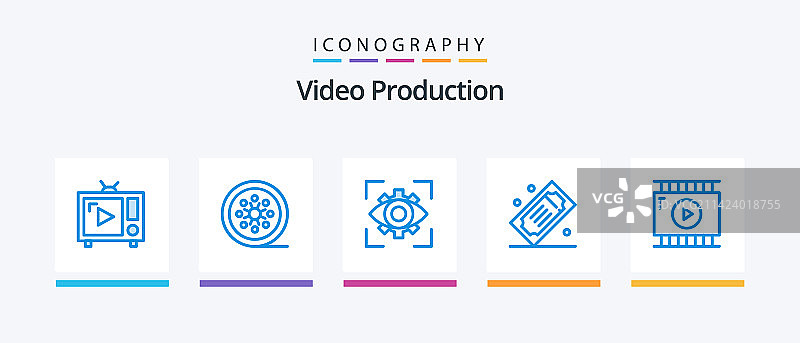 包含电影的视频制作蓝色5图标包图片素材