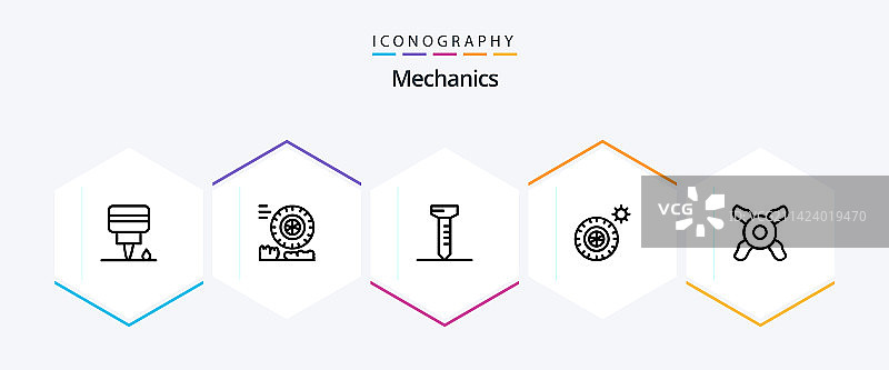 包含夏季风扇的25个机械线性图标包图片素材