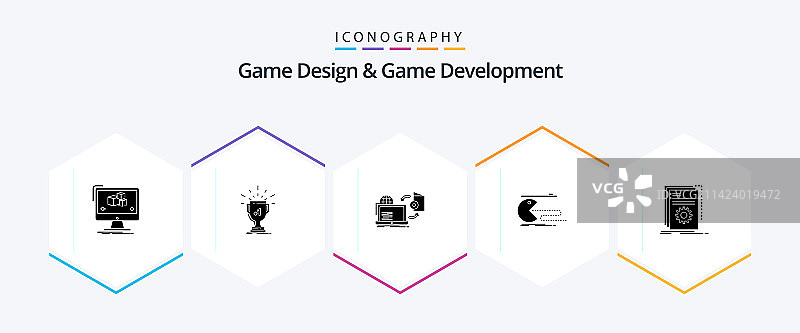游戏设计与游戏开发字形图标图片素材