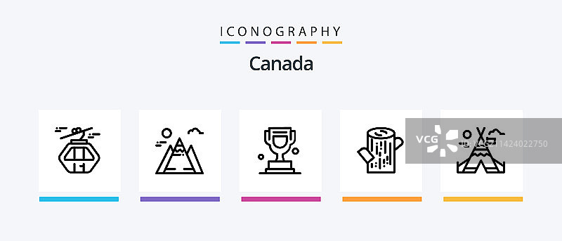 加拿大线条图标包（含瓶子、树叶）图片素材