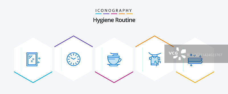 25个蓝色卫生习惯图标图片素材