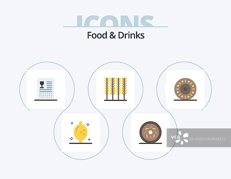 食品和饮料扁平图标包5，餐饮设计图片素材