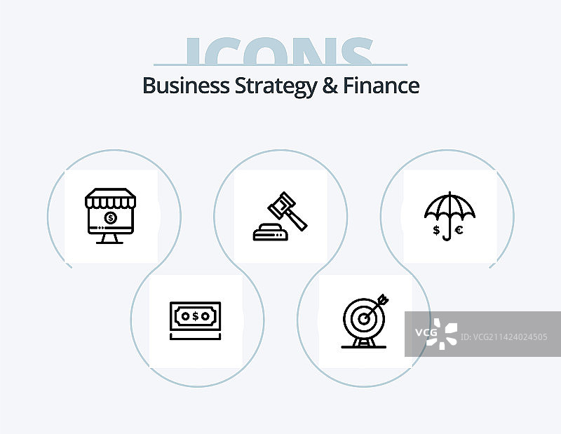 商业策略与金融线性图标包5图片素材