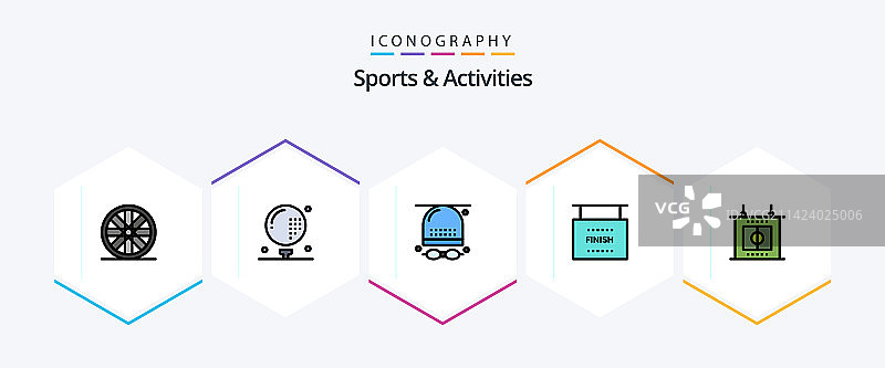 运动与活动填充轮廓图标包（25个）图片素材