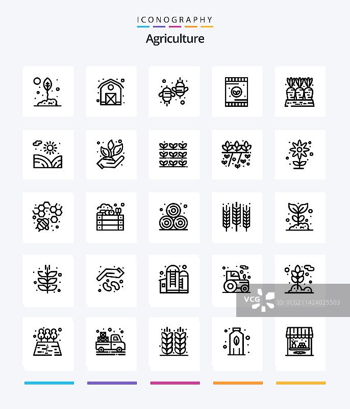 创意农业25个轮廓图标包图片素材