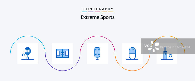 蓝色运动器材图标包，含板桩和板球图片素材
