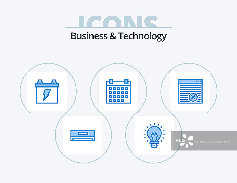 蓝色商务科技图标套装（5个）图片素材