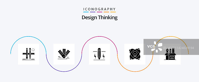 包含设计思维的字形五图标包图片素材