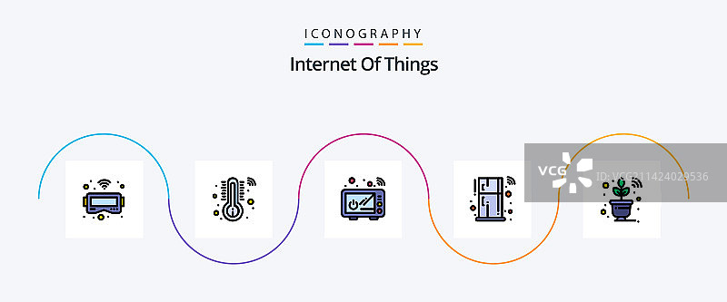 物联网线性扁平风格图标套装图片素材