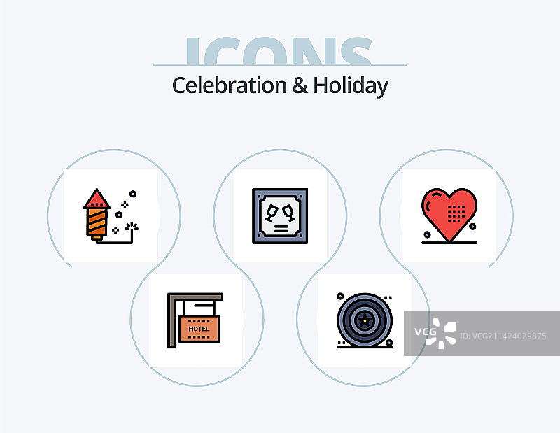 庆祝和节日线性填充图标包5图片素材