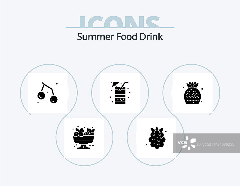夏季食品饮料图标合集（5个图标设计）图片素材