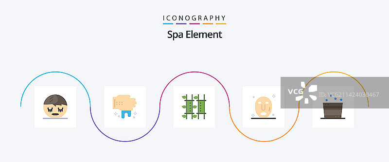 SPA元素扁平5图标包，包括SPA放松图片素材