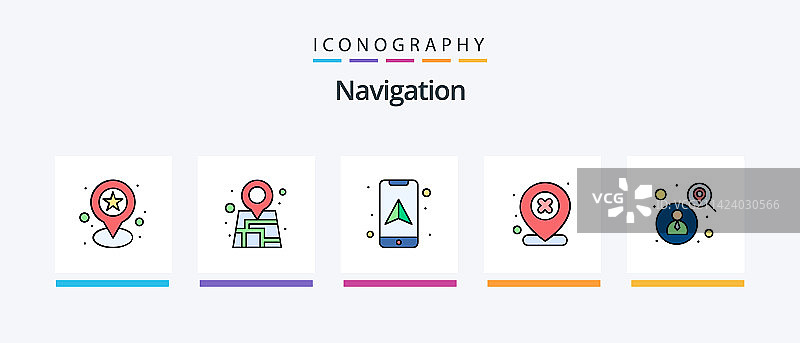 线性填充导航5图标包图片素材