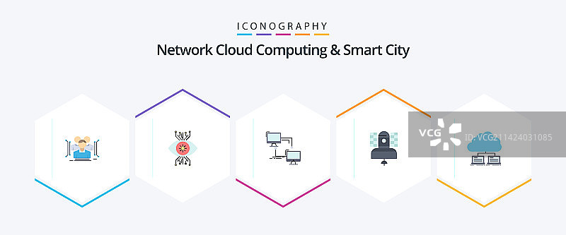 网络云计算和智慧城市25扁平风格图片素材