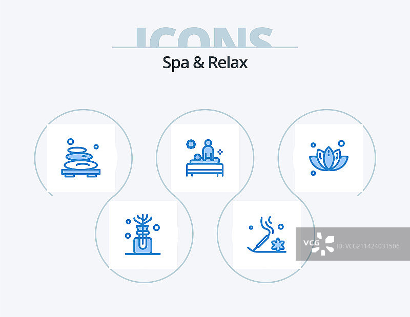 SPA和放松蓝色图标包5图标设计（含绿色）图片素材