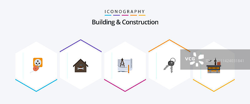 建筑施工2.5D扁平图标包图片素材