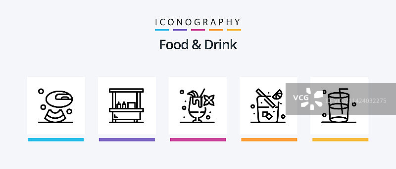 包含食物的餐饮线条图标合集图片素材