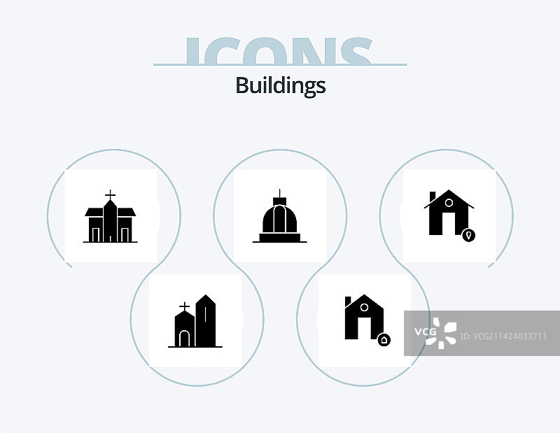 房屋标志符号图标包，5个图标设计图片素材