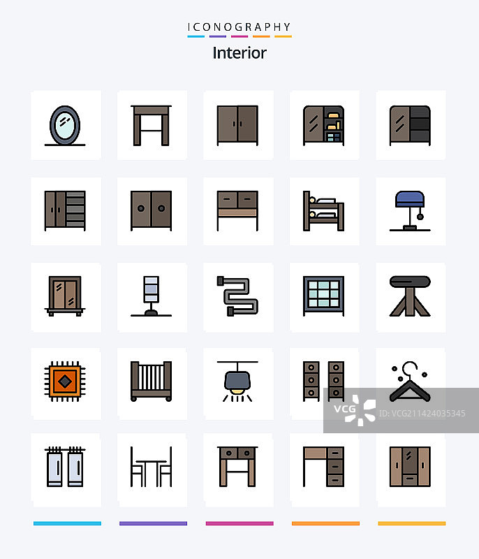 创意室内25线条填充图标包图片素材