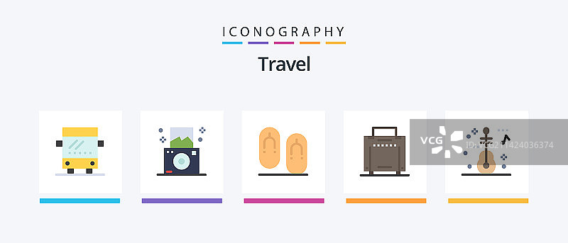 包含旅行元素的扁平风格5图标包图片素材