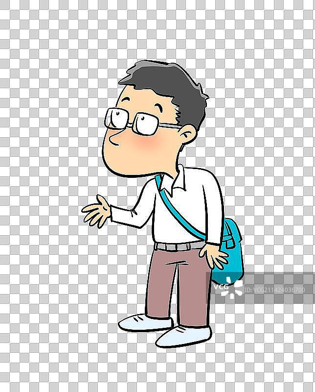 背着书包戴着眼镜的男孩图片素材