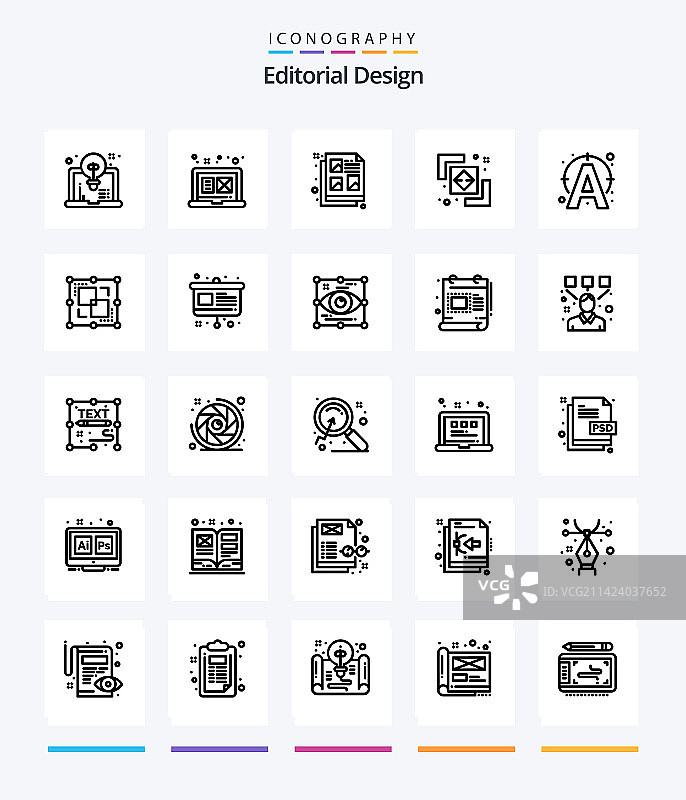 创意社论设计25个轮廓图标包图片素材
