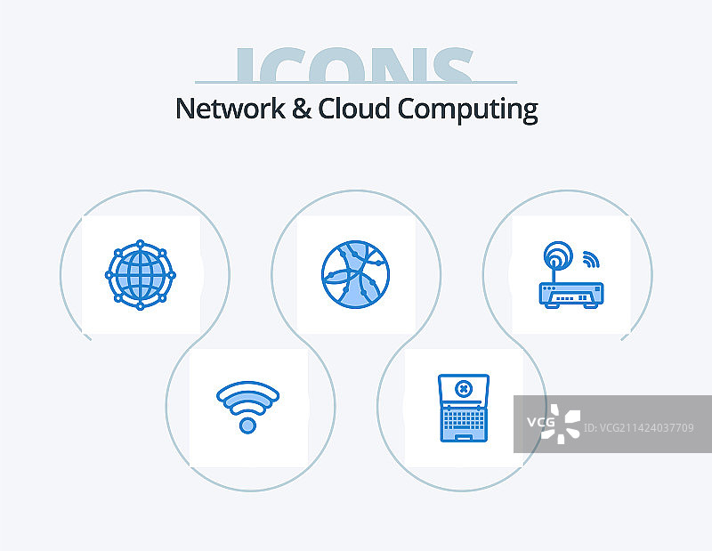 网络与云计算蓝色图标包5个图标图片素材
