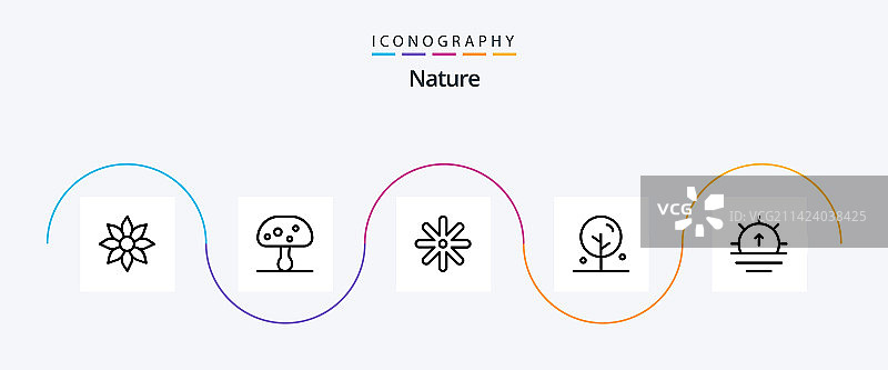 自然线条阳光图标套装图片素材
