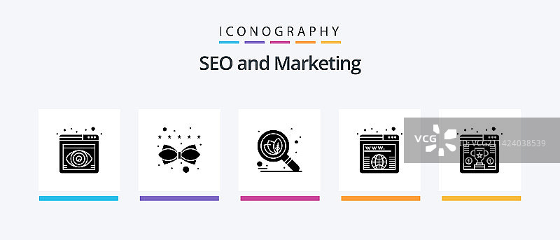 SEO标志符号5图标包，包括奖杯奖励图片素材