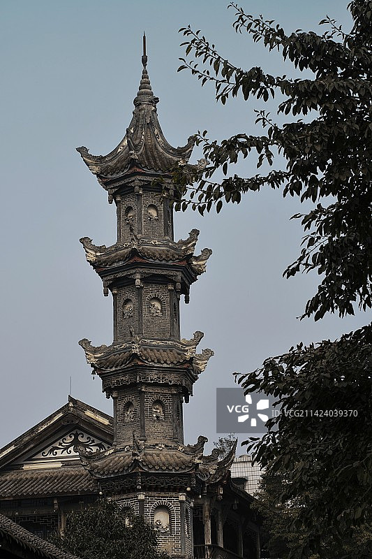 成都市崇州元通古镇的古塔图片素材