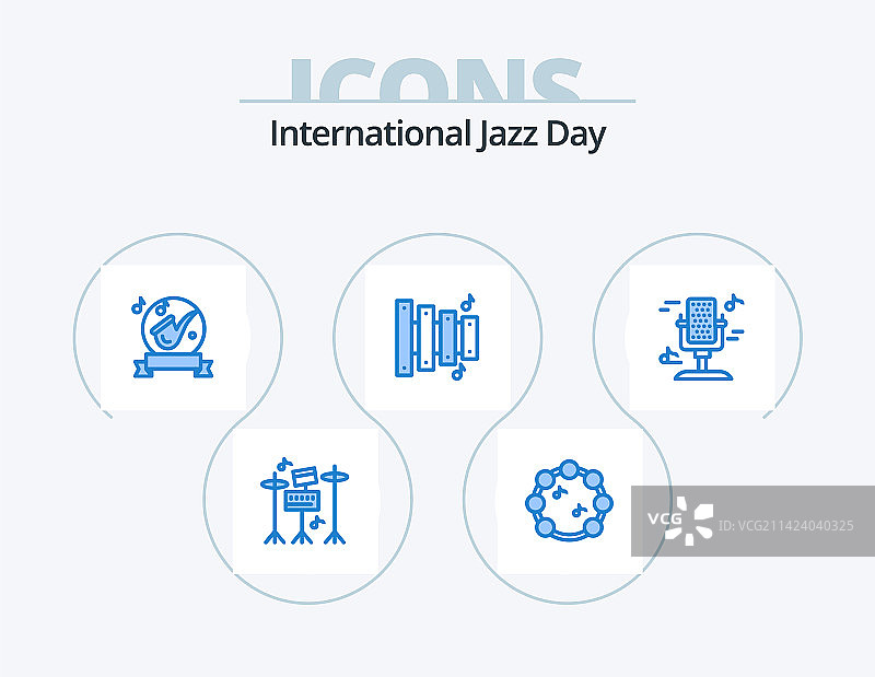 国际爵士乐日蓝色图标包5个图标图片素材