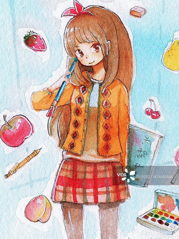 画画的可爱女生图片素材