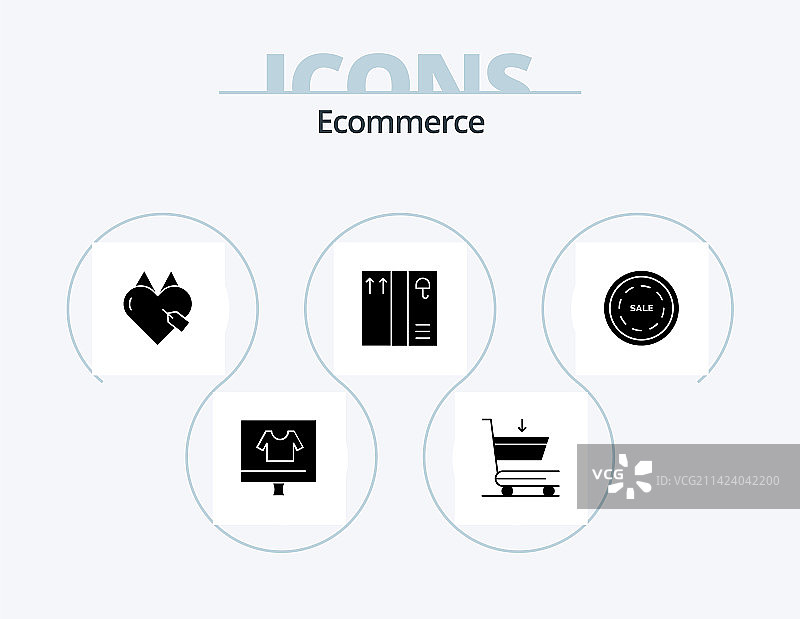 电商图标包（含5个购物相关图标设计）图片素材