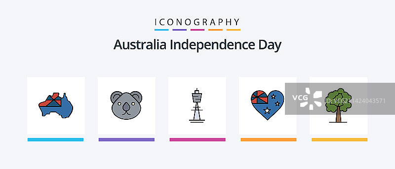 澳大利亚独立日线性填充图标图片素材
