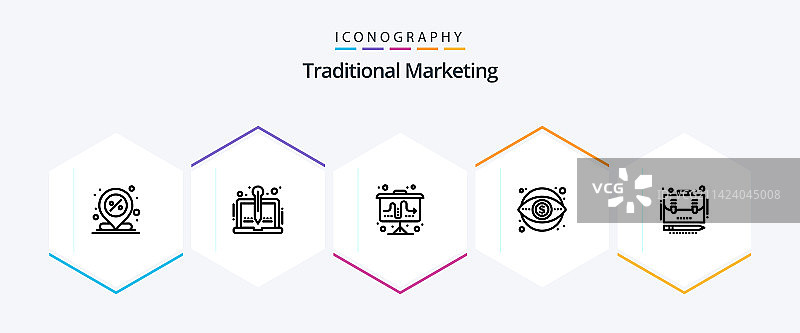 传统营销25个线性图标合集图片素材