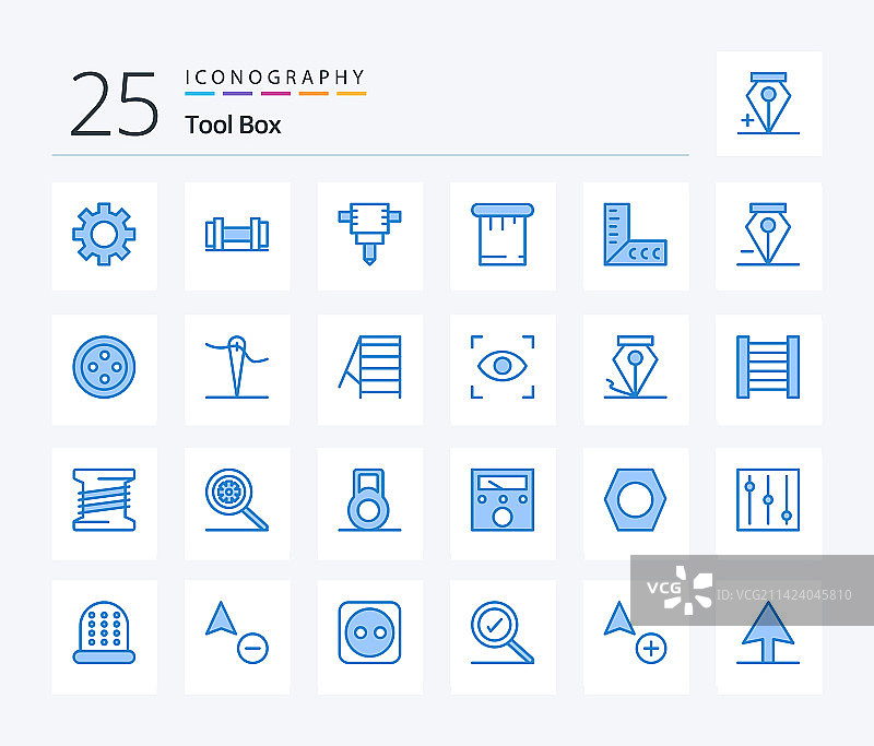包含手工制作的25个蓝色工具图标包图片素材