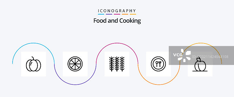 食品线性图标：水果杏图片素材