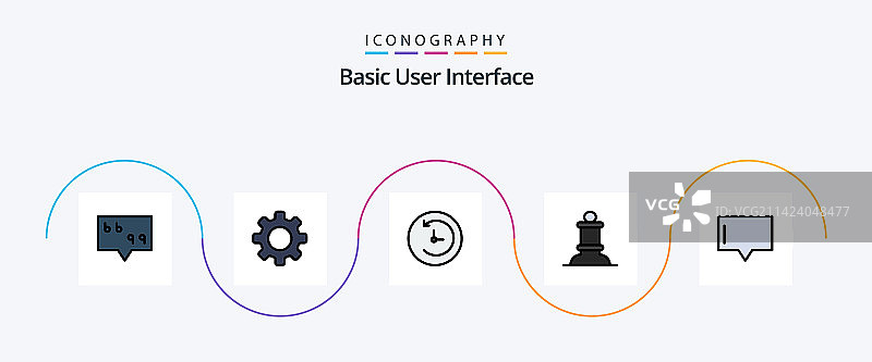 基础线性填充扁平风格5图标包，包含图片素材