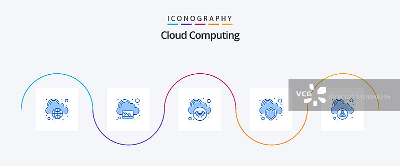 云计算蓝色图标包，包含云元素图片素材
